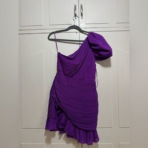 Express Purple One-Shoulder Bodycon Mini Dress